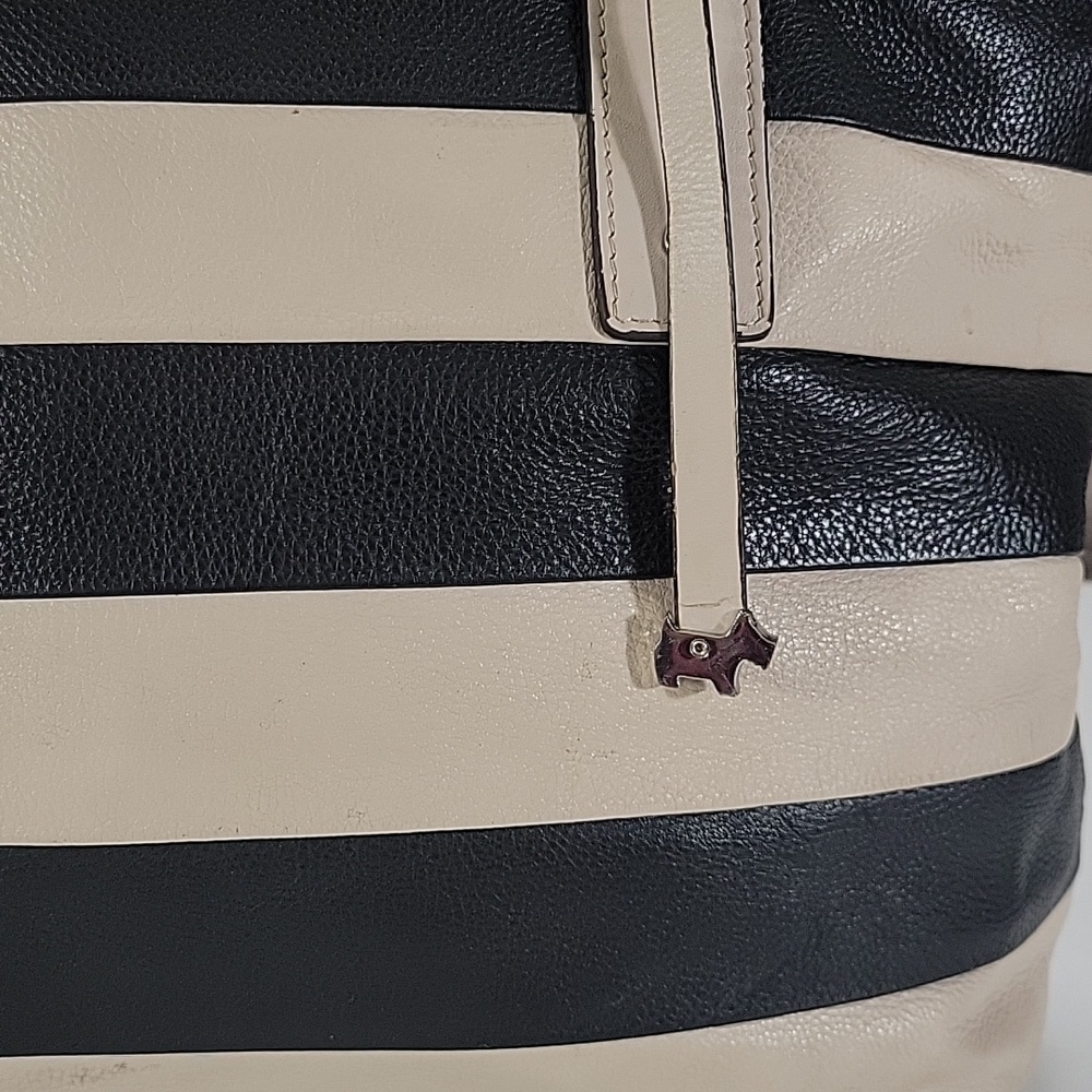 Radley London Striped Black and Cream Leather Tote Bag - Picture 3 of 15